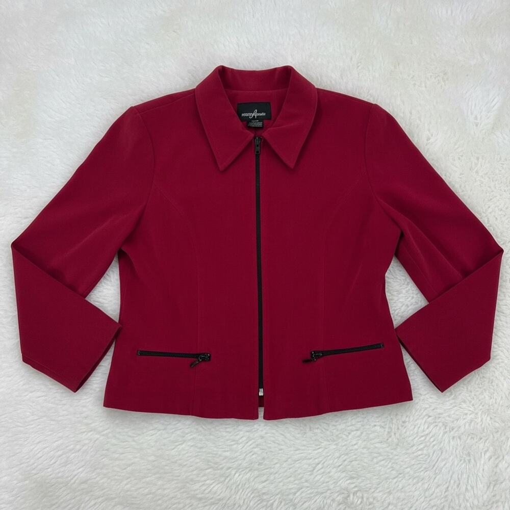 Positive Attitude Women's Red Zip Up Jacket - Size 12 Petite
 b82